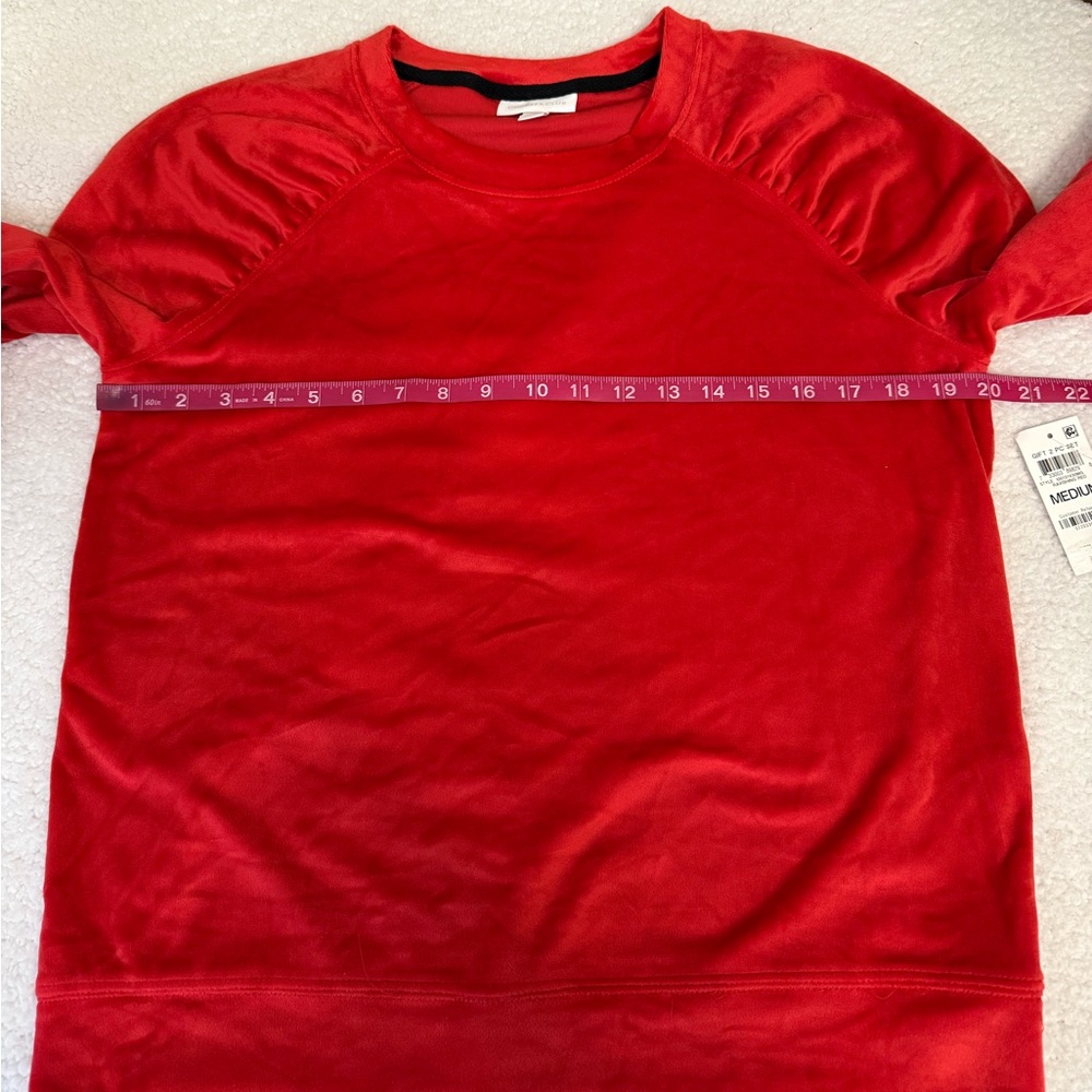 Charter Club red velour top - Picture 4 of 8